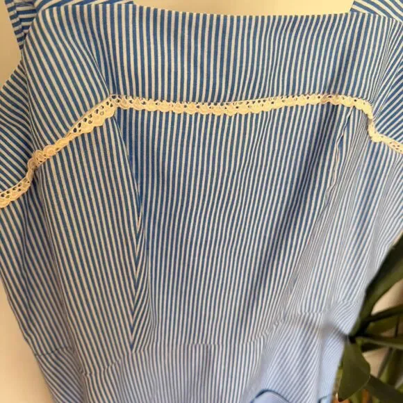 Vintage Blue & White Stripe Dress – Coastal Euro Summer Picnic - Picture 4 of 7
